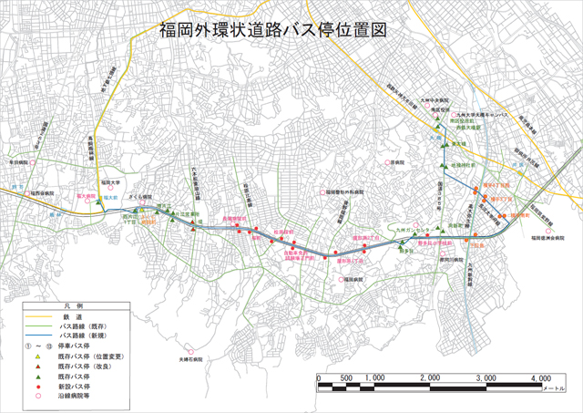 福岡外環状道路バス停位置図